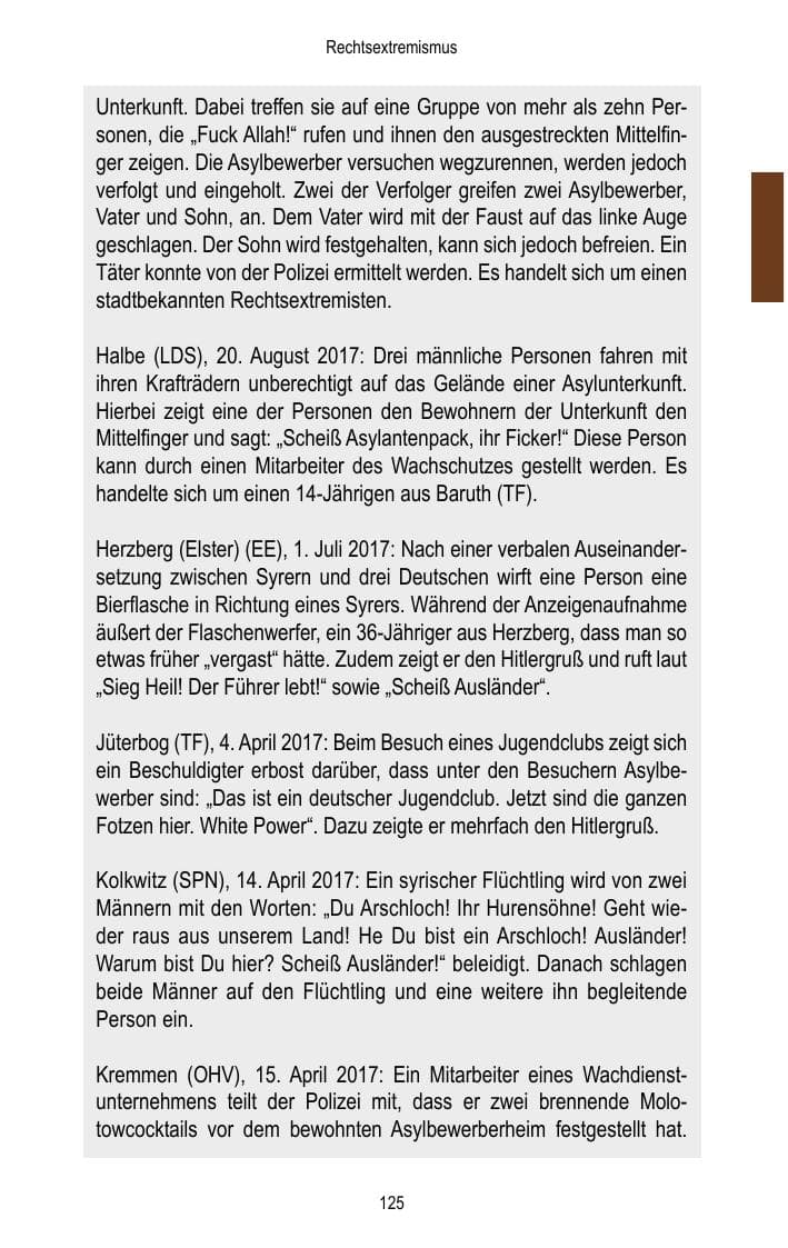 Seite 127 des Verfassungsschutzbericht 2017 Brandenburg