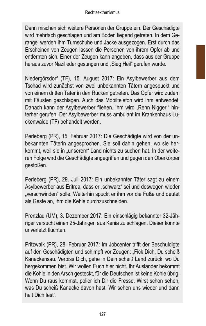 Seite 129 des Verfassungsschutzbericht 2017 Brandenburg