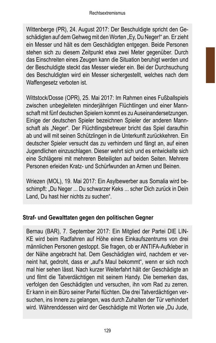 Seite 131 des Verfassungsschutzbericht 2017 Brandenburg