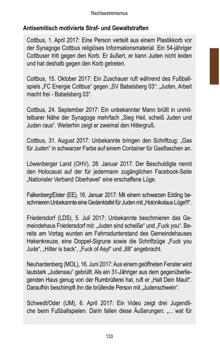 Seite 135 des Verfassungsschutzbericht 2017 Brandenburg