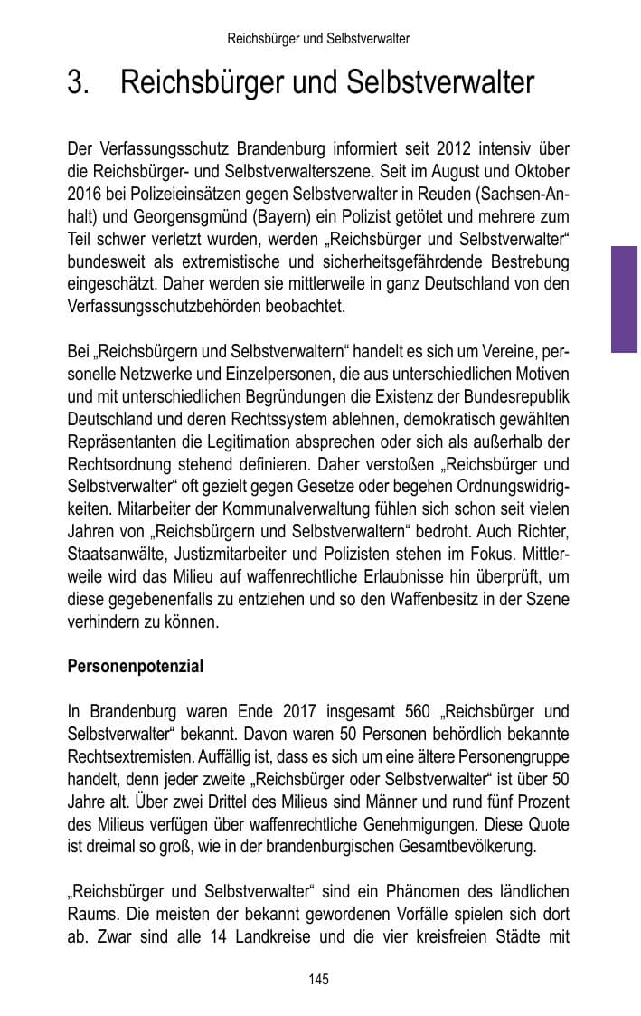 Seite 147 des Verfassungsschutzbericht 2017 Brandenburg