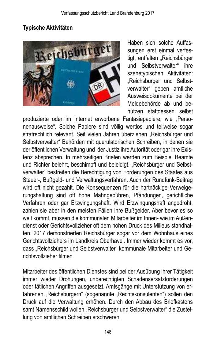 Seite 150 des Verfassungsschutzbericht 2017 Brandenburg