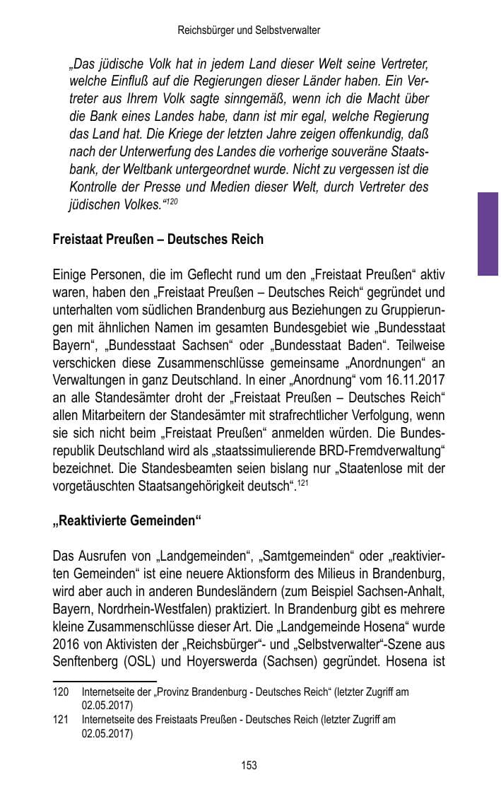 Seite 155 des Verfassungsschutzbericht 2017 Brandenburg
