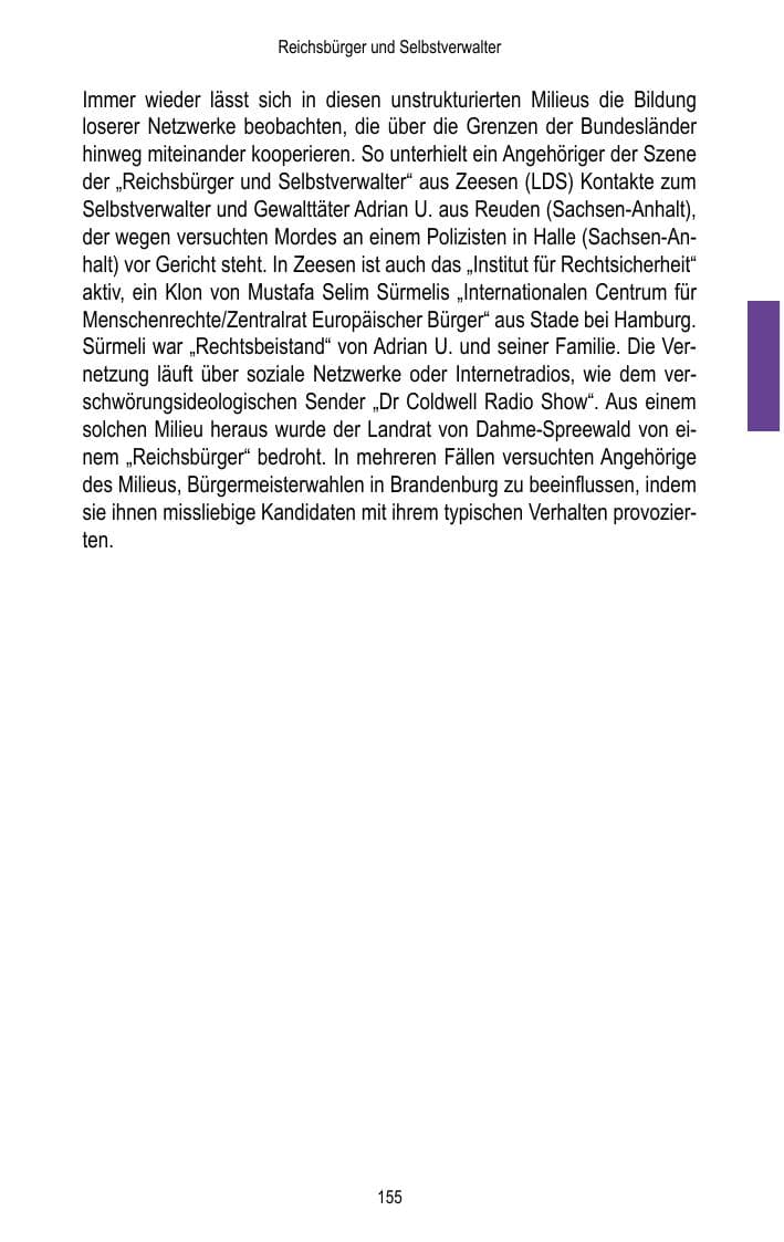 Seite 157 des Verfassungsschutzbericht 2017 Brandenburg