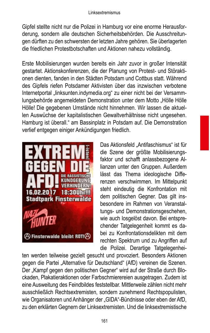 Seite 163 des Verfassungsschutzbericht 2017 Brandenburg