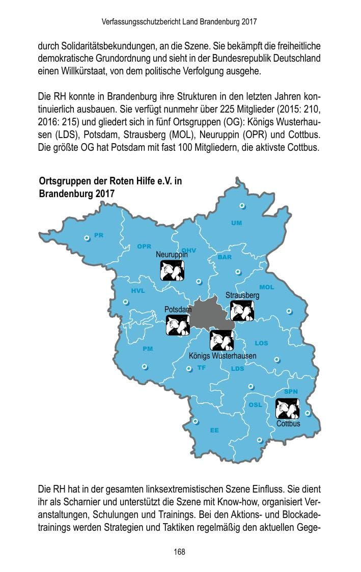 Seite 170 des Verfassungsschutzbericht 2017 Brandenburg