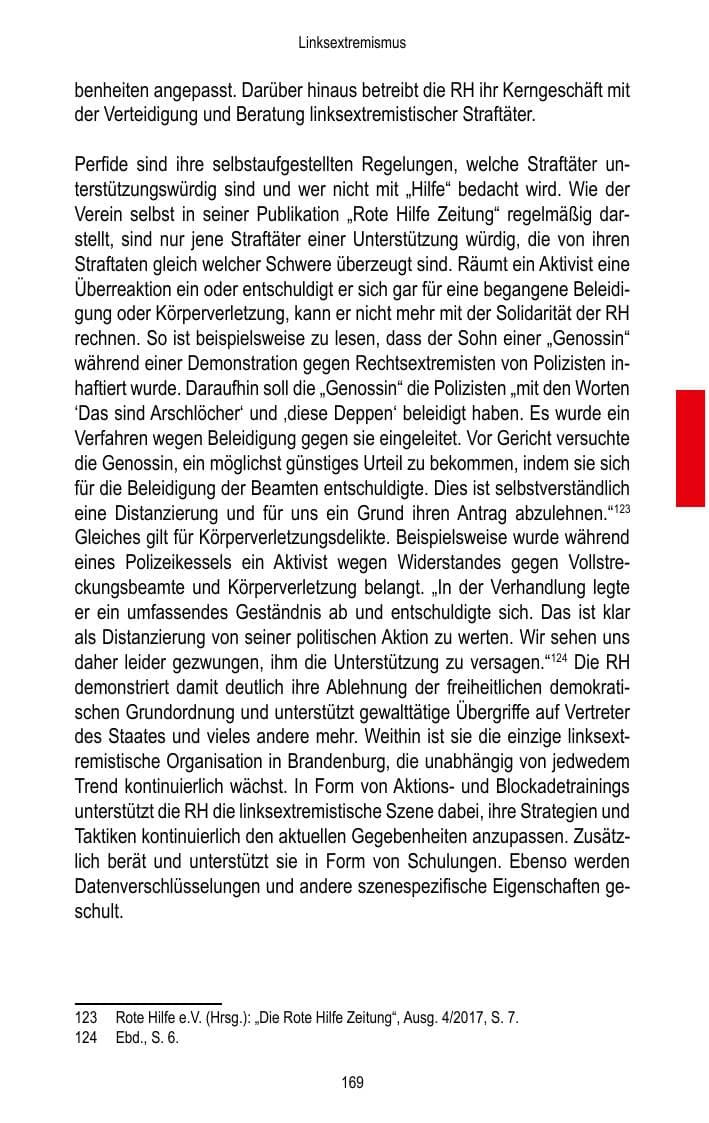 Seite 171 des Verfassungsschutzbericht 2017 Brandenburg