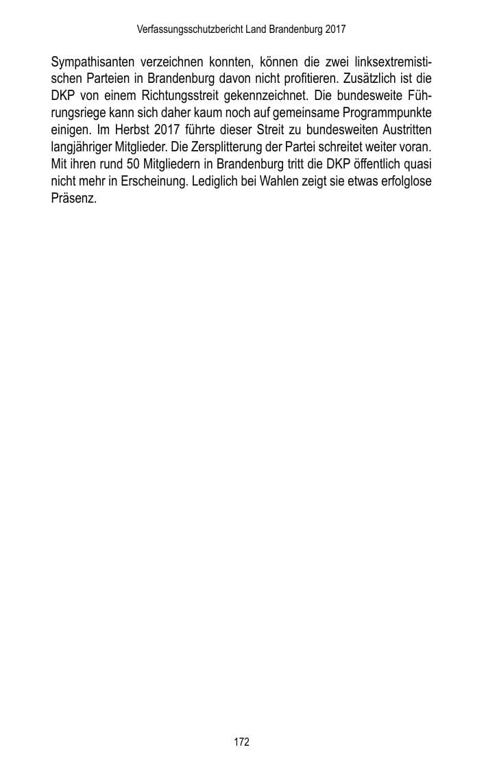 Seite 174 des Verfassungsschutzbericht 2017 Brandenburg