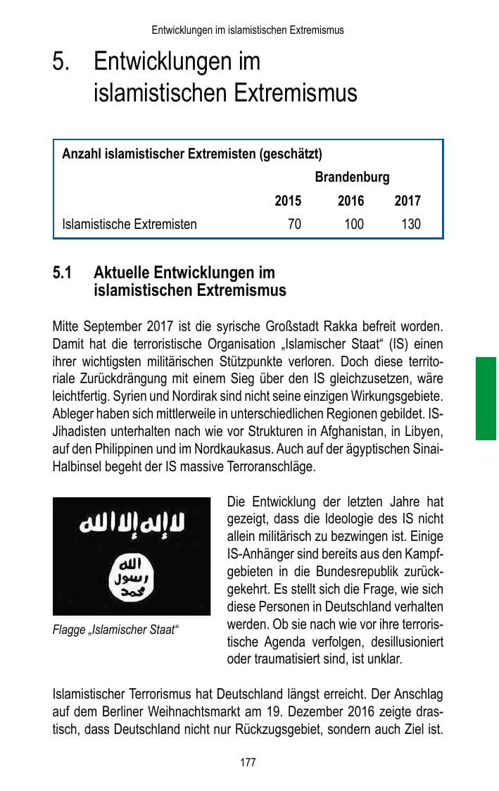 Seite 179 des Verfassungsschutzbericht 2017 Brandenburg