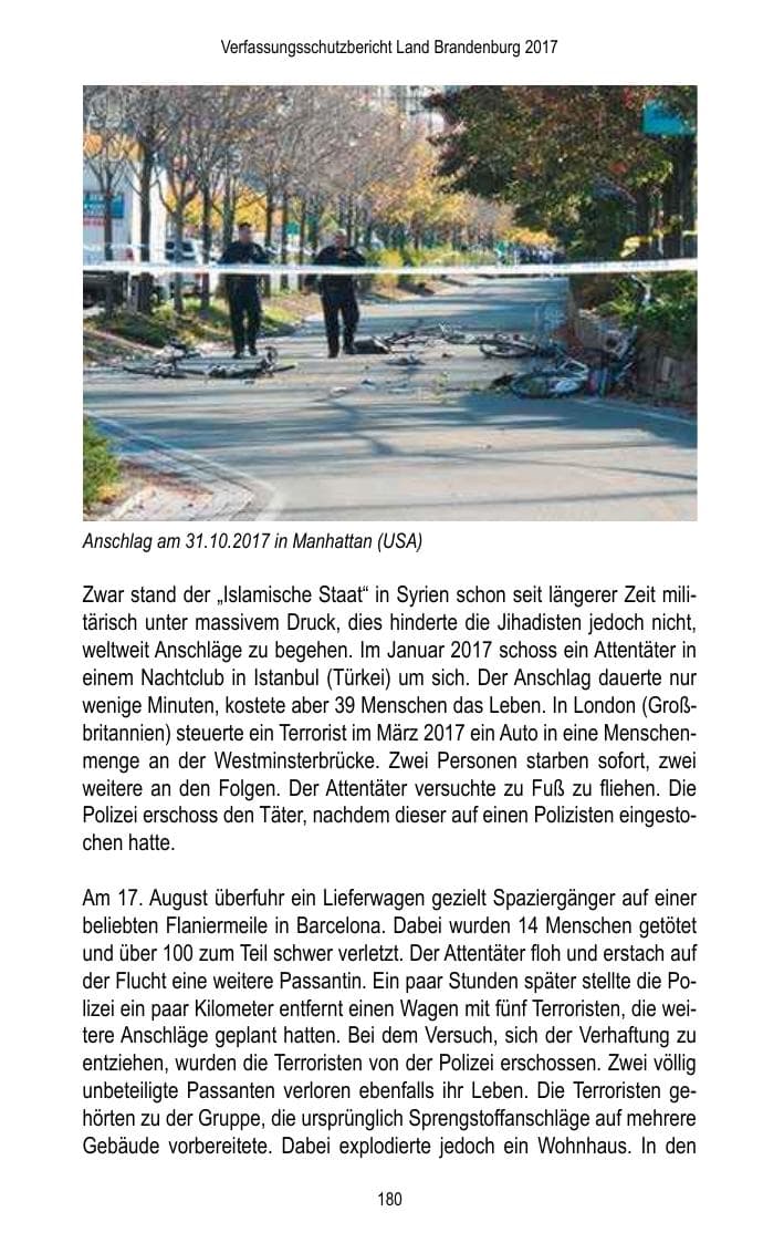 Seite 182 des Verfassungsschutzbericht 2017 Brandenburg