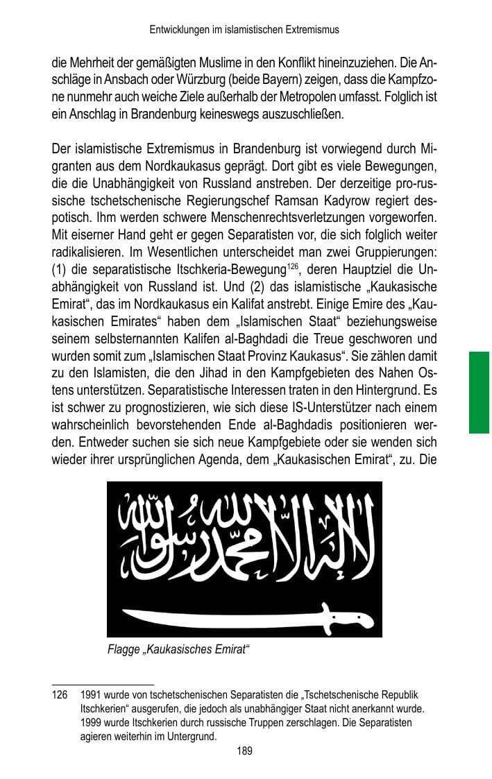 Seite 191 des Verfassungsschutzbericht 2017 Brandenburg