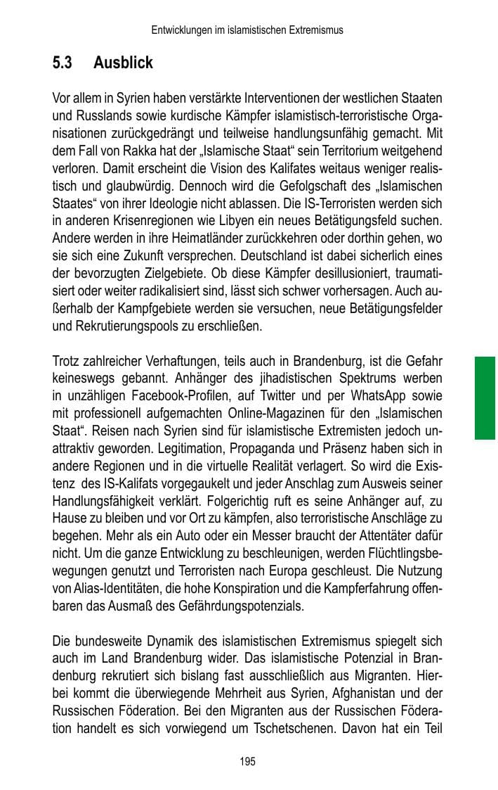 Seite 197 des Verfassungsschutzbericht 2017 Brandenburg