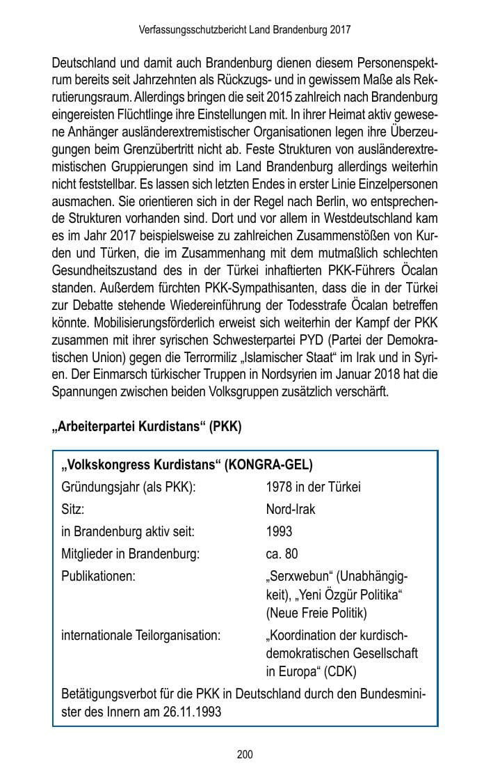 Seite 202 des Verfassungsschutzbericht 2017 Brandenburg