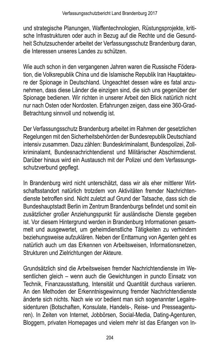 Seite 206 des Verfassungsschutzbericht 2017 Brandenburg