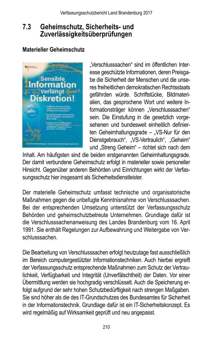 Seite 212 des Verfassungsschutzbericht 2017 Brandenburg
