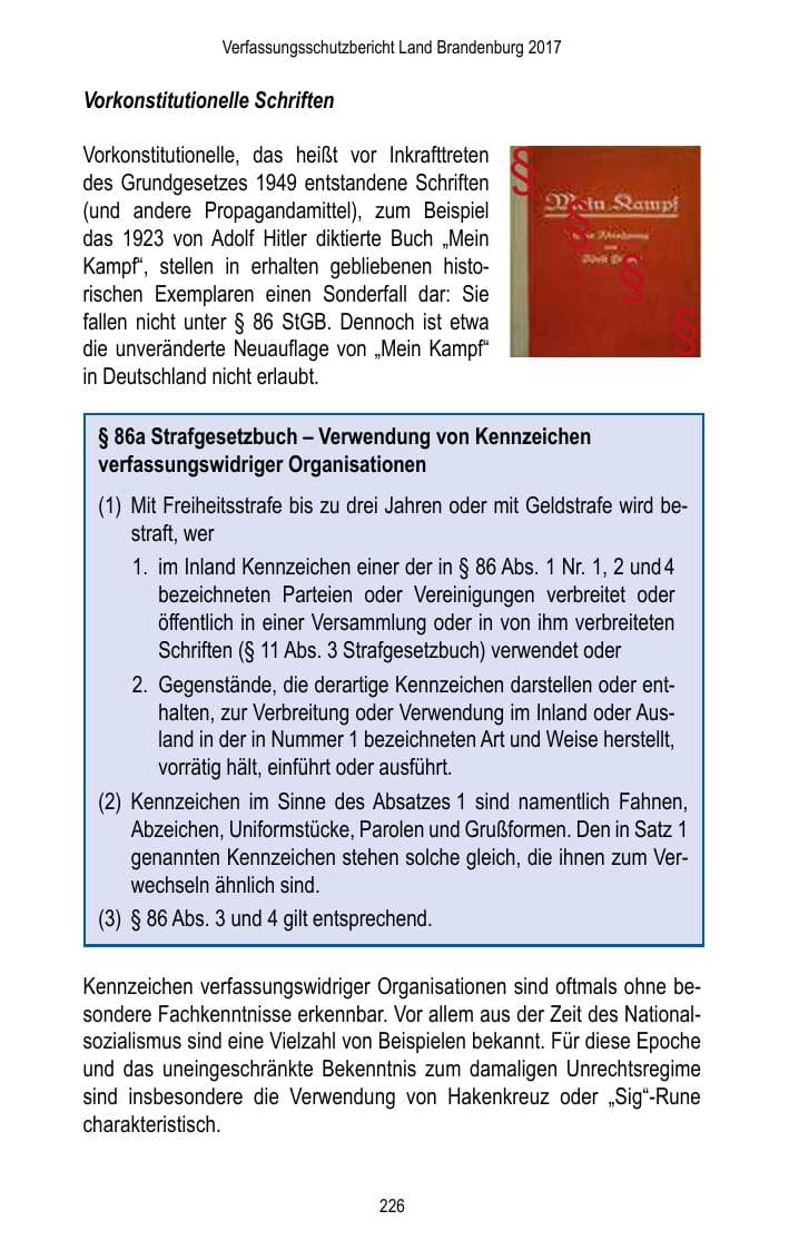 Seite 228 des Verfassungsschutzbericht 2017 Brandenburg