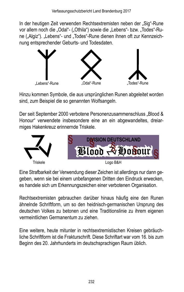 Seite 234 des Verfassungsschutzbericht 2017 Brandenburg