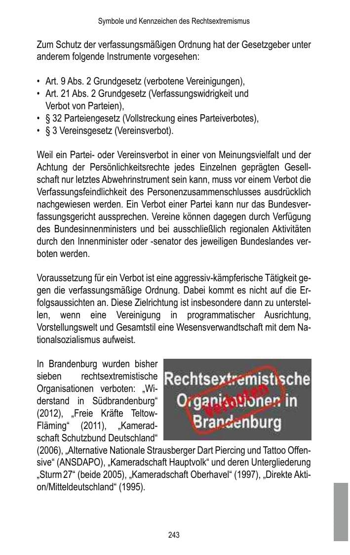 Seite 245 des Verfassungsschutzbericht 2017 Brandenburg