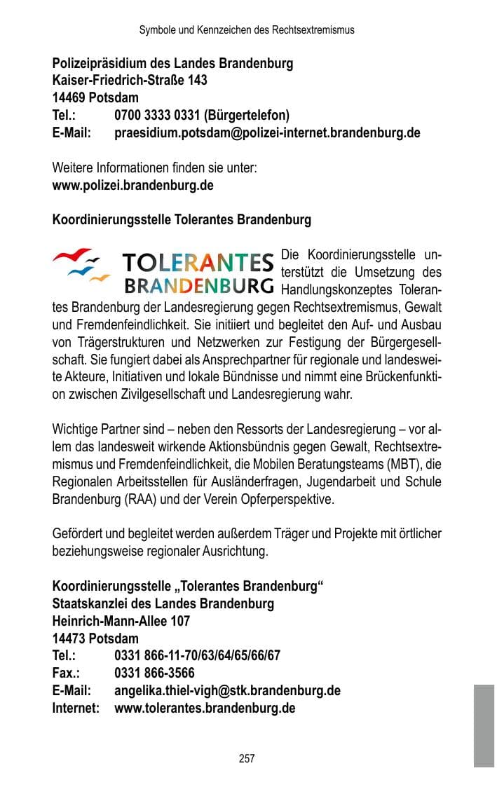 Seite 259 des Verfassungsschutzbericht 2017 Brandenburg