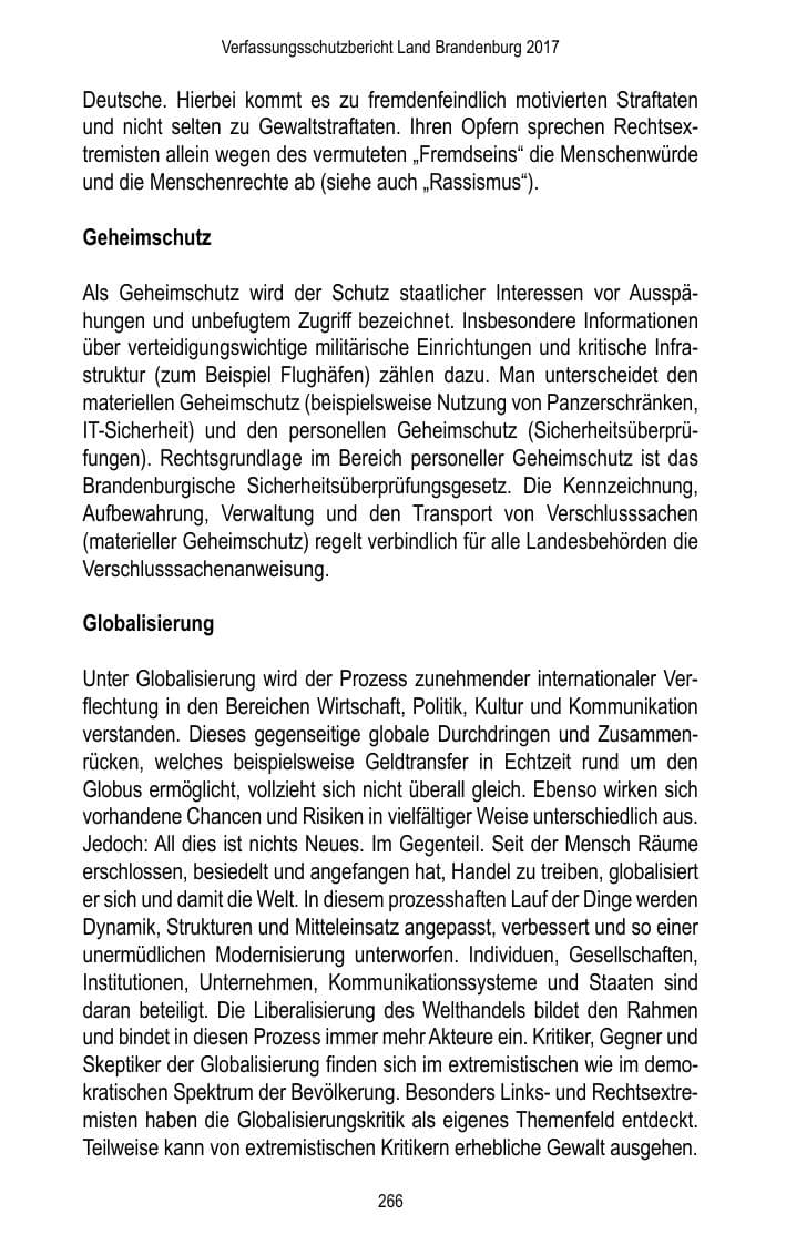 Seite 268 des Verfassungsschutzbericht 2017 Brandenburg