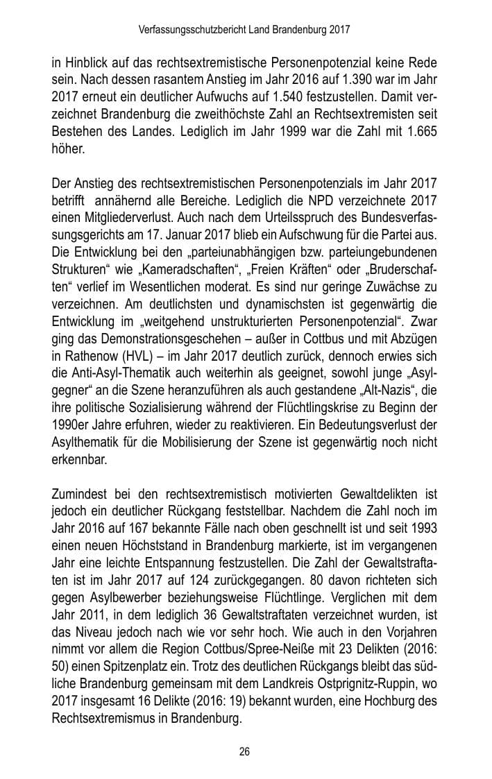 Seite 28 des Verfassungsschutzbericht 2017 Brandenburg