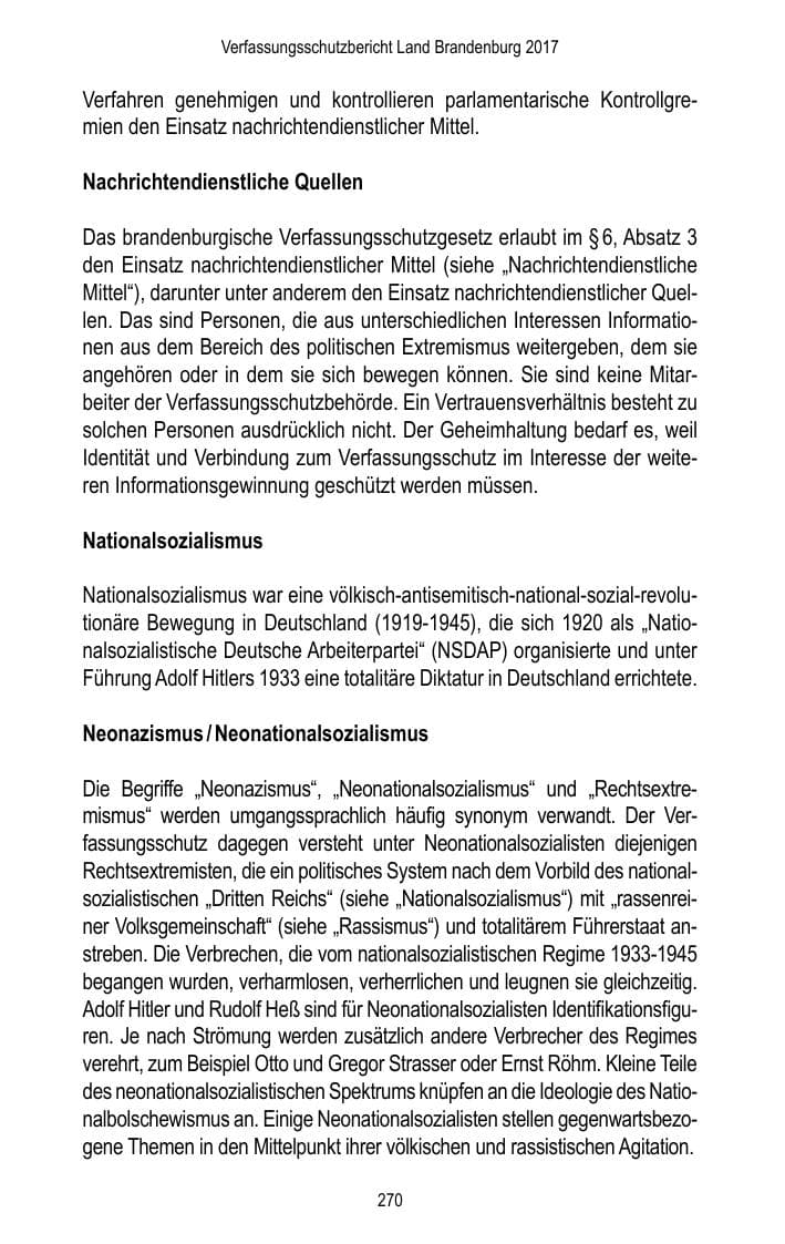 Seite 272 des Verfassungsschutzbericht 2017 Brandenburg