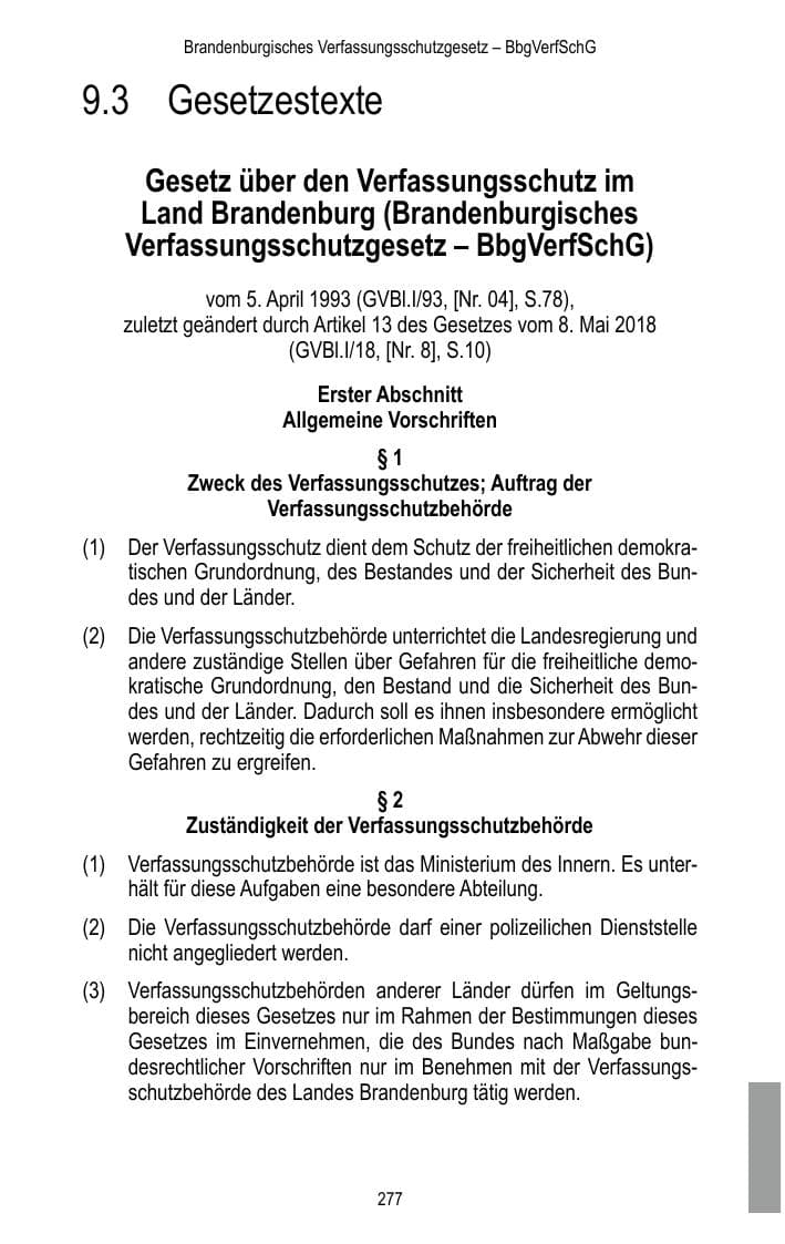 Seite 279 des Verfassungsschutzbericht 2017 Brandenburg