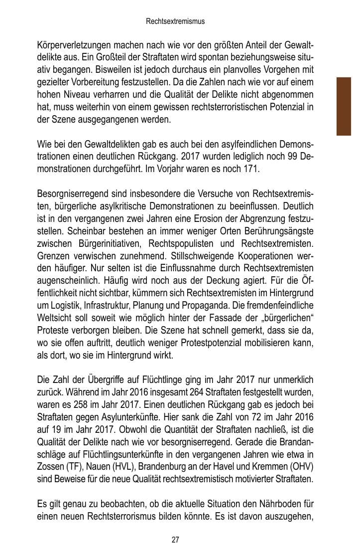 Seite 29 des Verfassungsschutzbericht 2017 Brandenburg