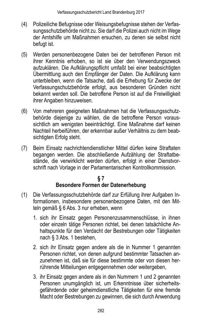 Seite 284 des Verfassungsschutzbericht 2017 Brandenburg