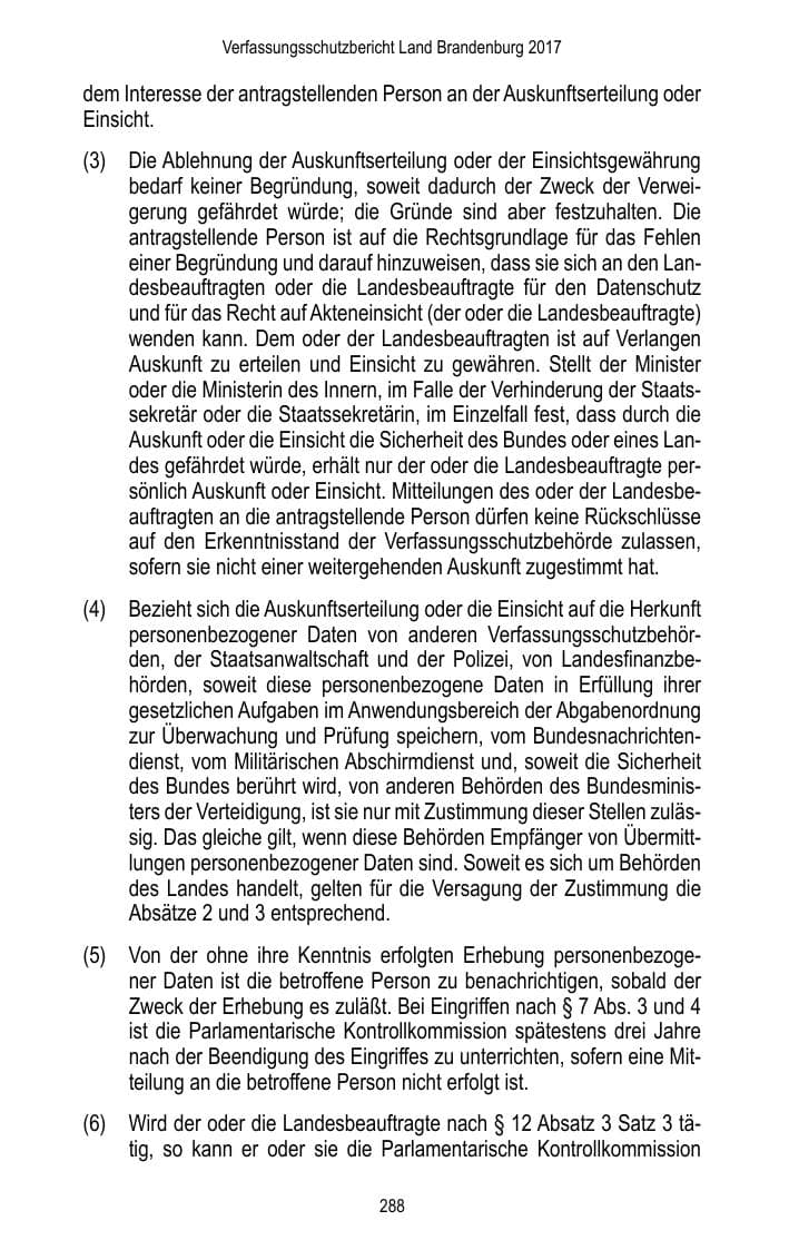 Seite 290 des Verfassungsschutzbericht 2017 Brandenburg