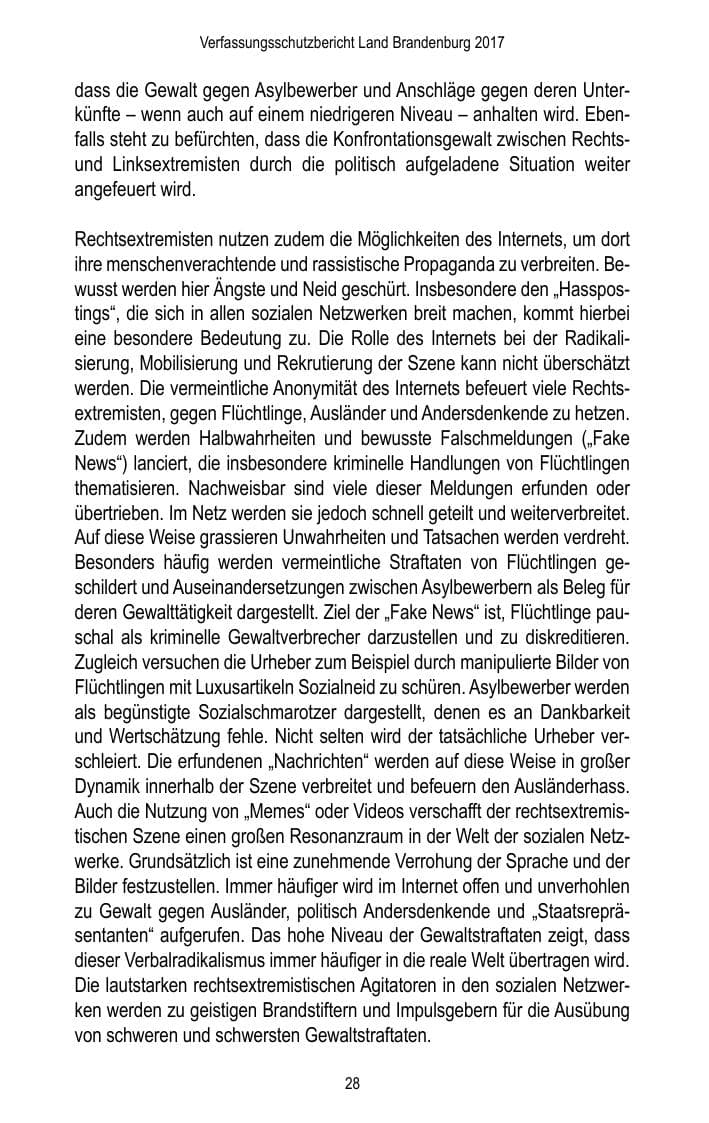 Seite 30 des Verfassungsschutzbericht 2017 Brandenburg