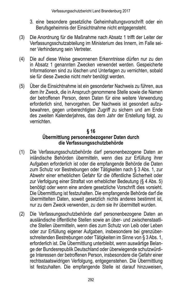 Seite 294 des Verfassungsschutzbericht 2017 Brandenburg