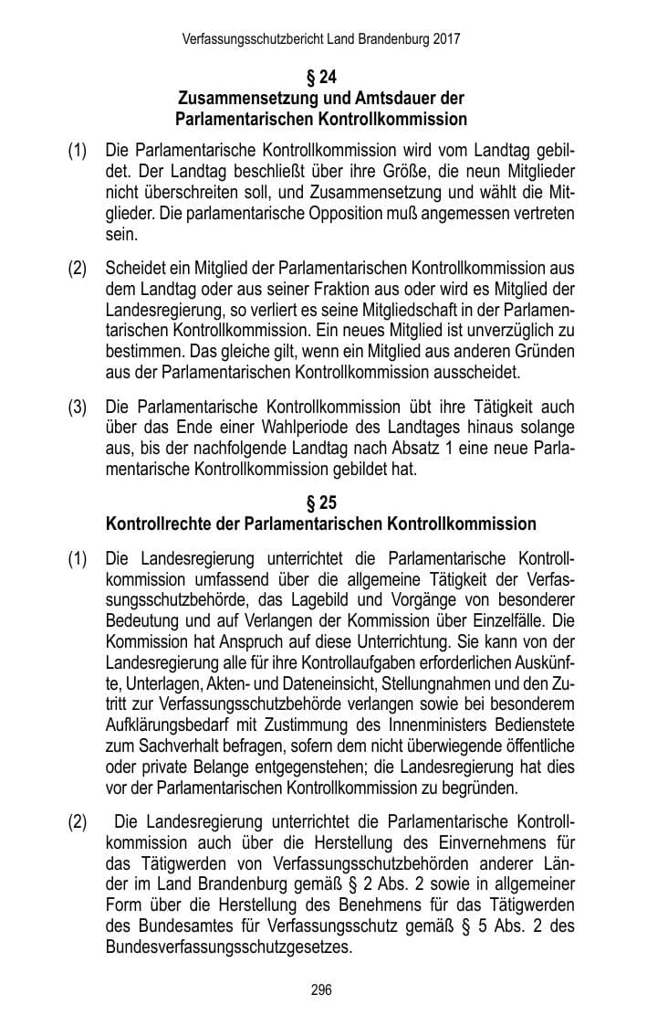 Seite 298 des Verfassungsschutzbericht 2017 Brandenburg