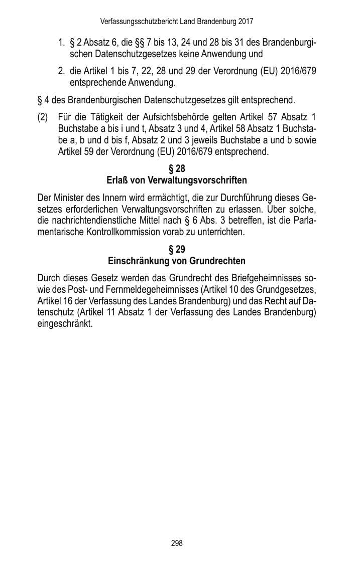 Seite 300 des Verfassungsschutzbericht 2017 Brandenburg