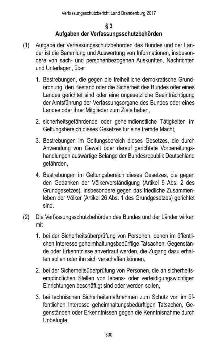 Seite 302 des Verfassungsschutzbericht 2017 Brandenburg