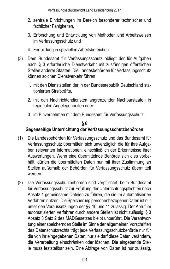 Seite 306 des Verfassungsschutzbericht 2017 Brandenburg
