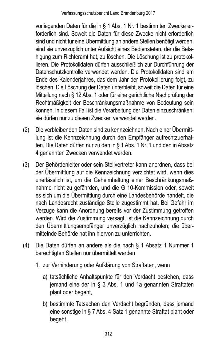 Seite 314 des Verfassungsschutzbericht 2017 Brandenburg