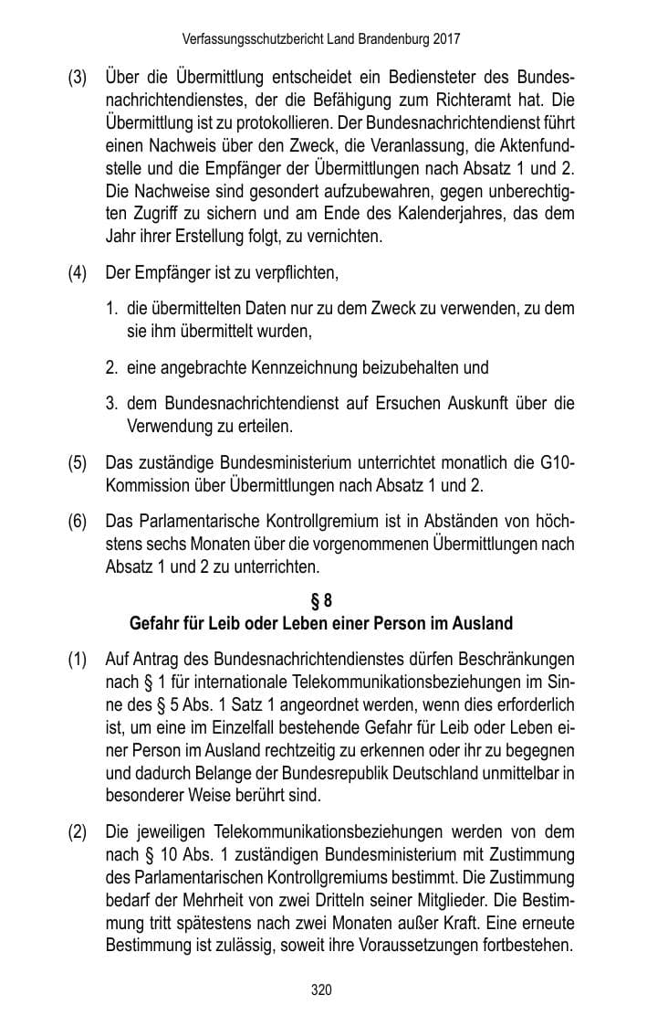 Seite 322 des Verfassungsschutzbericht 2017 Brandenburg
