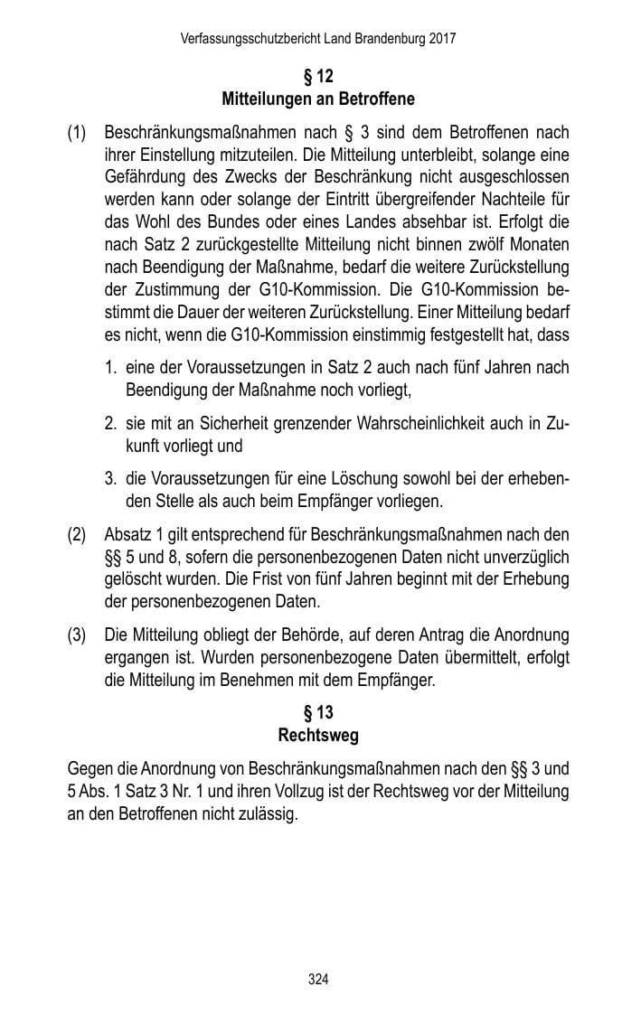 Seite 326 des Verfassungsschutzbericht 2017 Brandenburg