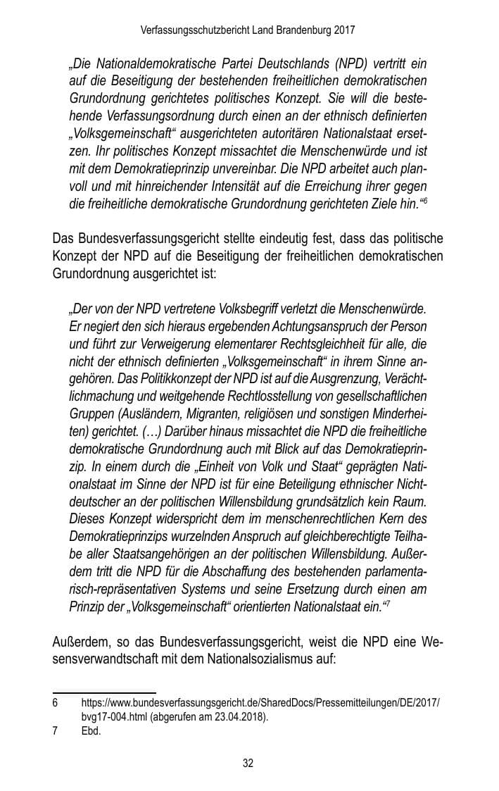 Seite 34 des Verfassungsschutzbericht 2017 Brandenburg