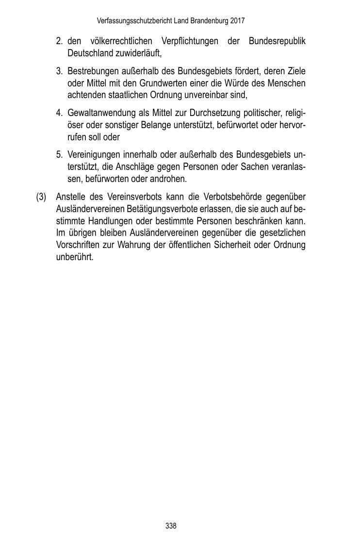 Seite 340 des Verfassungsschutzbericht 2017 Brandenburg