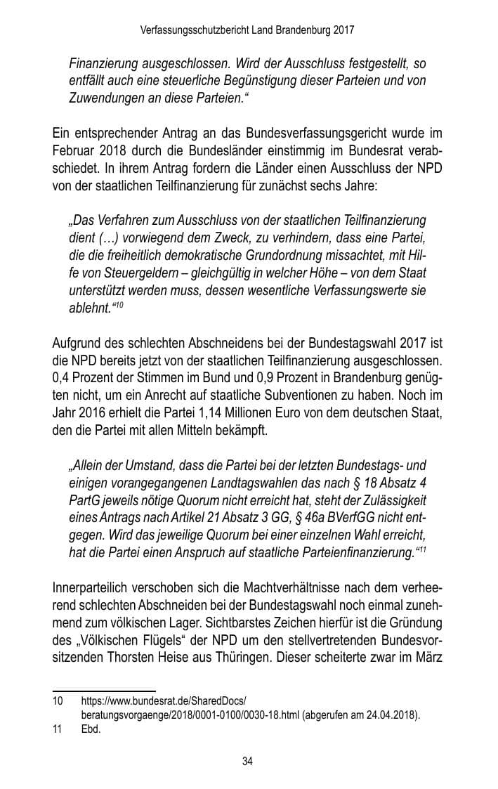 Seite 36 des Verfassungsschutzbericht 2017 Brandenburg