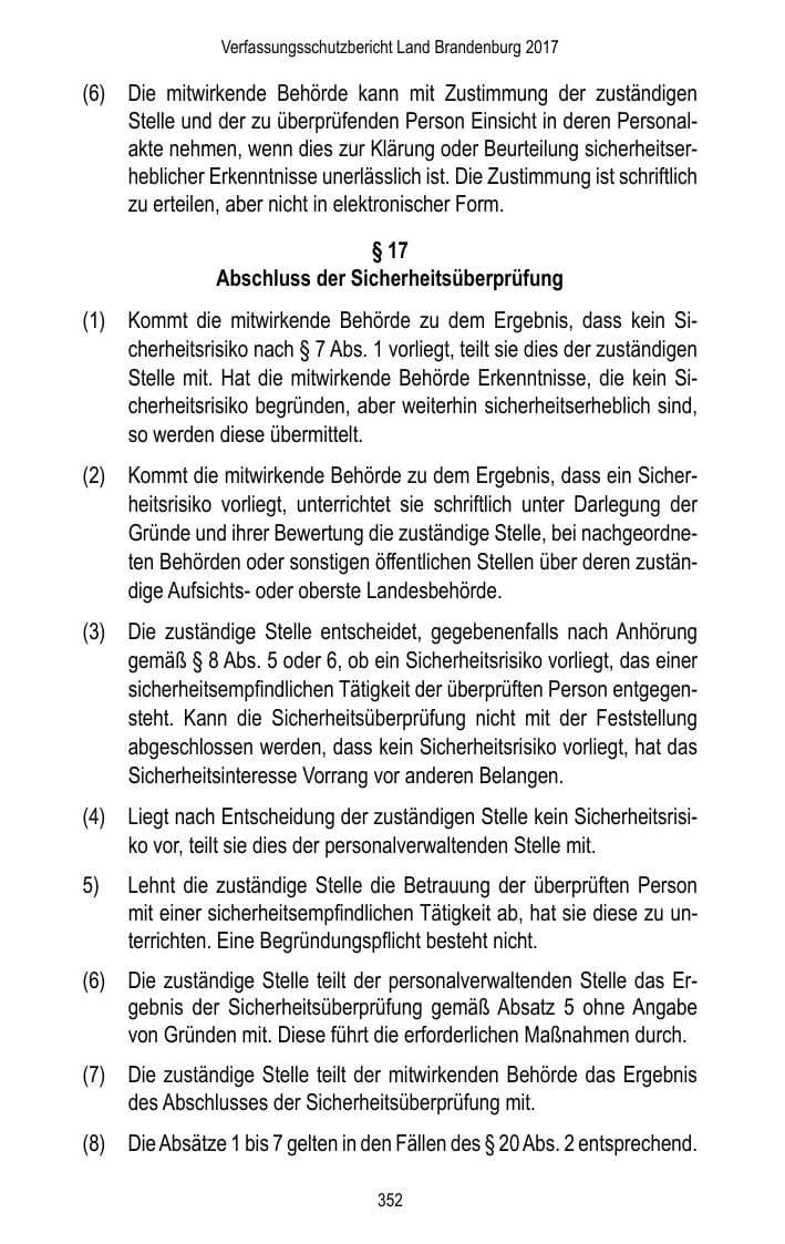 Seite 354 des Verfassungsschutzbericht 2017 Brandenburg