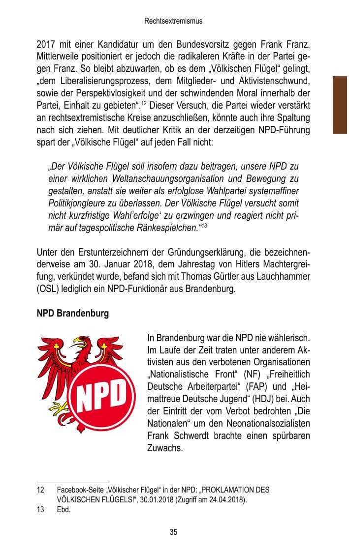 Seite 37 des Verfassungsschutzbericht 2017 Brandenburg