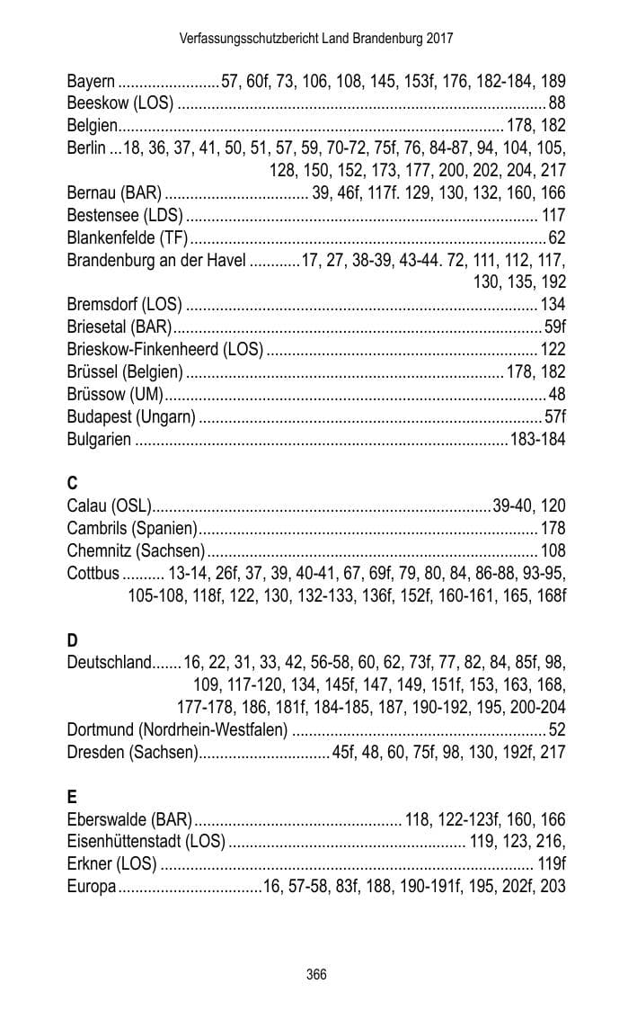 Seite 368 des Verfassungsschutzbericht 2017 Brandenburg