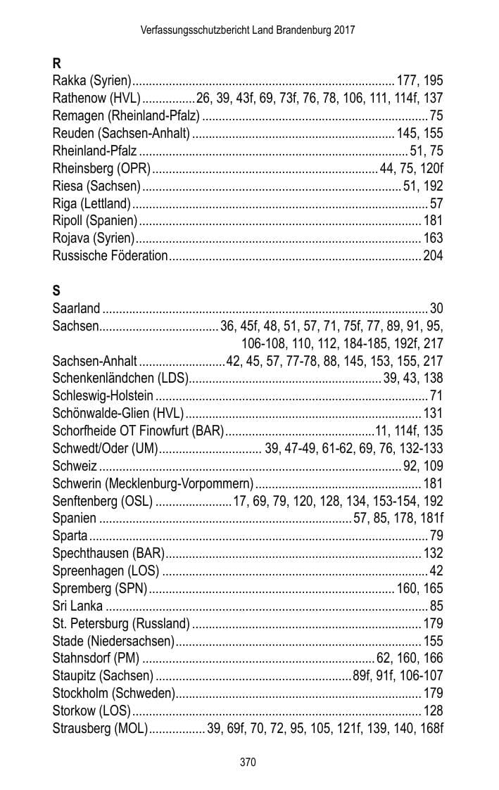 Seite 372 des Verfassungsschutzbericht 2017 Brandenburg