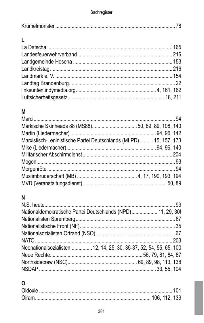 Seite 383 des Verfassungsschutzbericht 2017 Brandenburg
