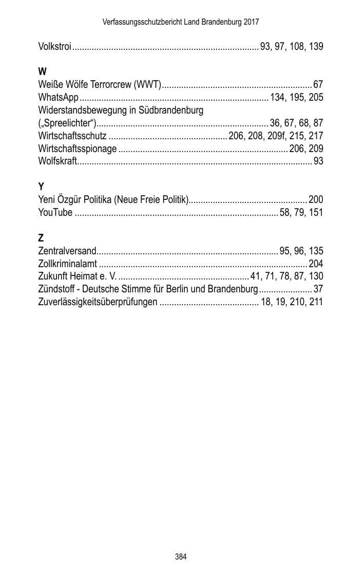 Seite 386 des Verfassungsschutzbericht 2017 Brandenburg