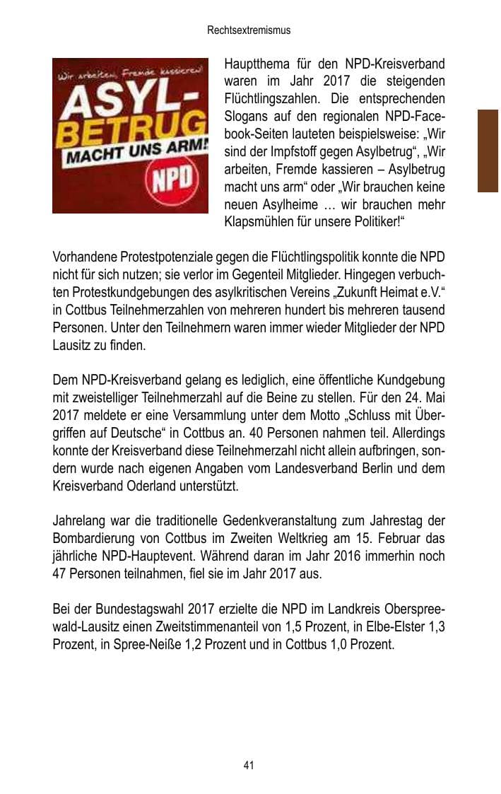 Seite 43 des Verfassungsschutzbericht 2017 Brandenburg