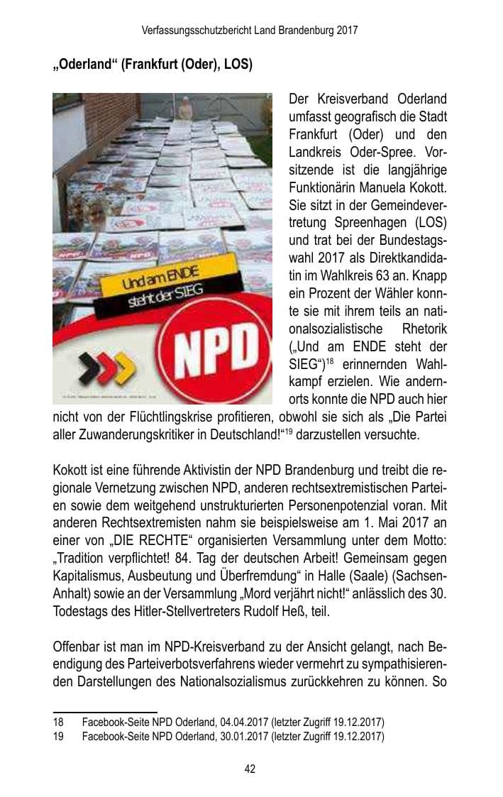 Seite 44 des Verfassungsschutzbericht 2017 Brandenburg